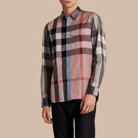 Chemise en popeline de coton à motif check - Ash Rose
