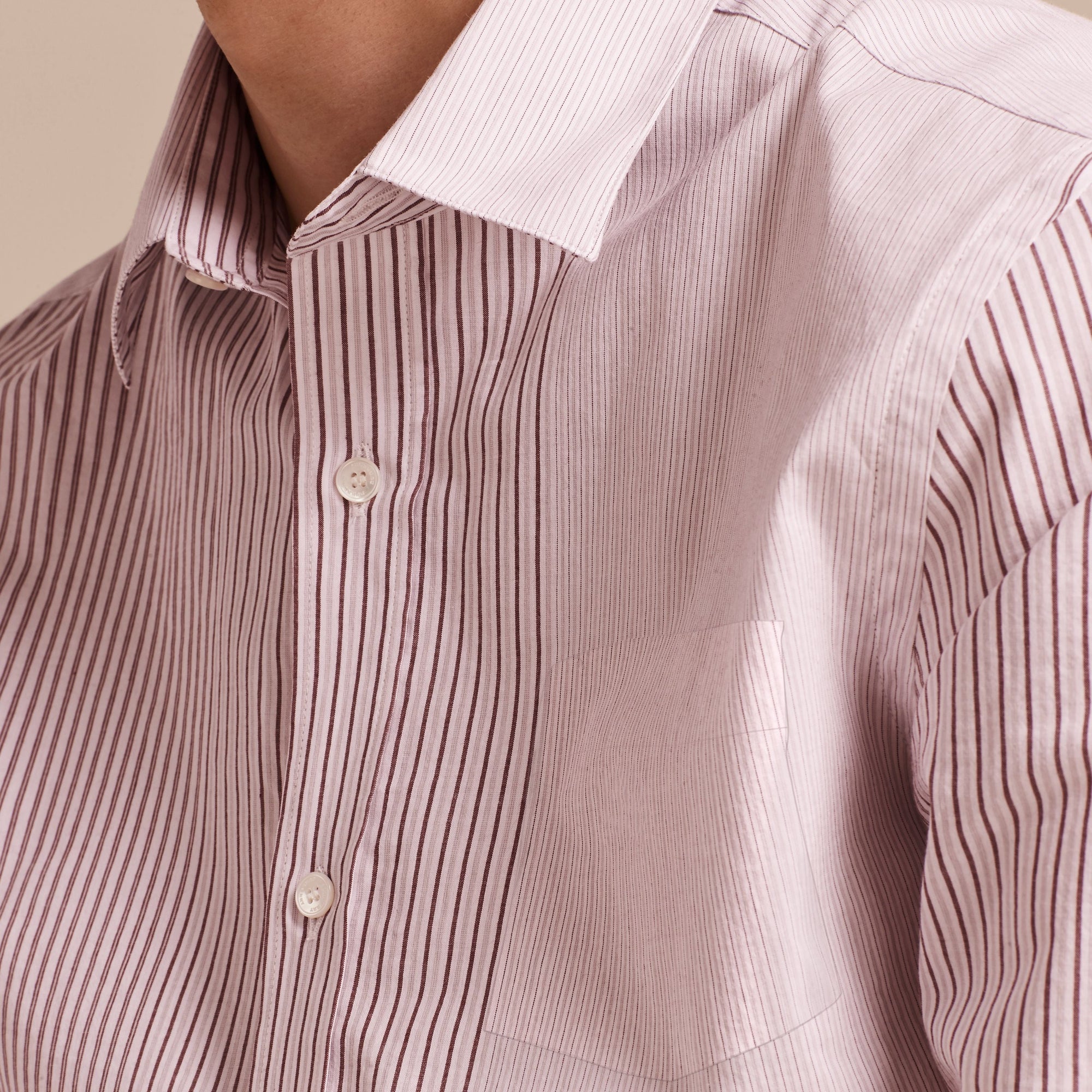 Chemise rayée en coton à panneaux - Rose Pink