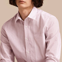 Chemise rayée en coton à panneaux - Rose Pink