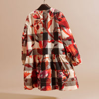 Robe en coton à motif check avec imprimé à pivoines roses - Pink Azalea