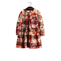 Robe en coton à motif check avec imprimé à pivoines roses - Pink Azalea