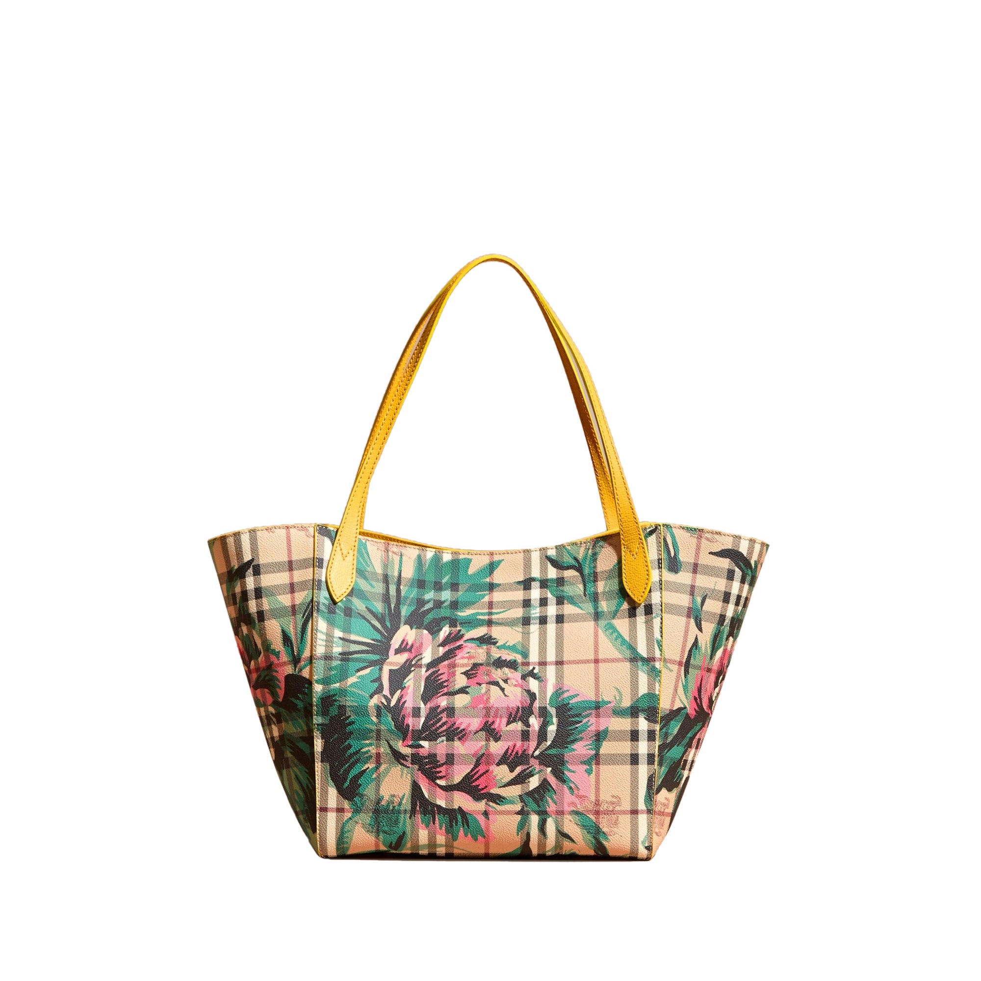Petit sac The Canter imprimé à pivoines roses - Yellow & Green