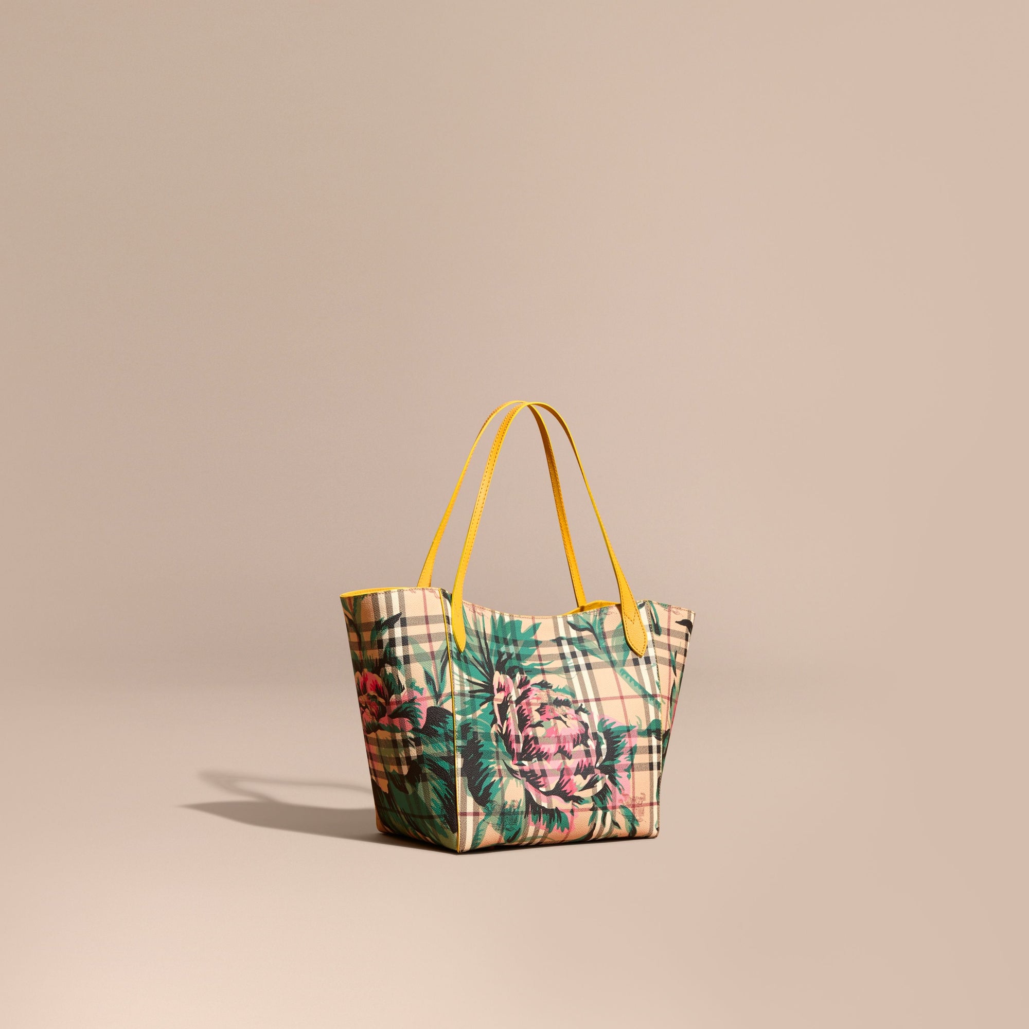 Petit sac The Canter imprimé à pivoines roses - Yellow & Green