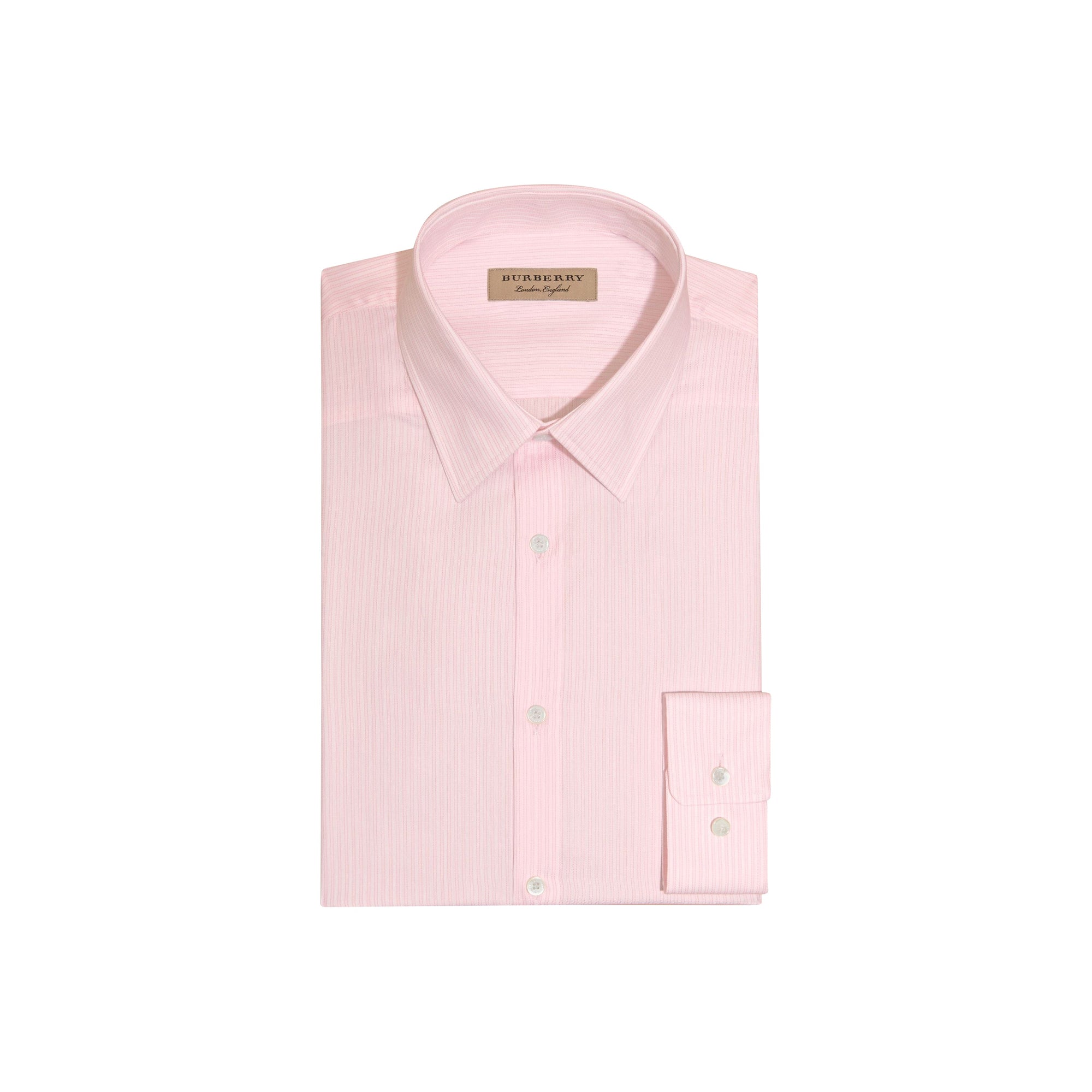 Chemise ajustée en popeline de coton à rayures - City Pink