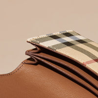 Porte-cartes à motif Horseferry check avec cuir - Tan