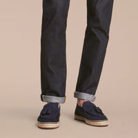 Mocassins espadrilles en cuir velours avec pampilles - Midnight Blue