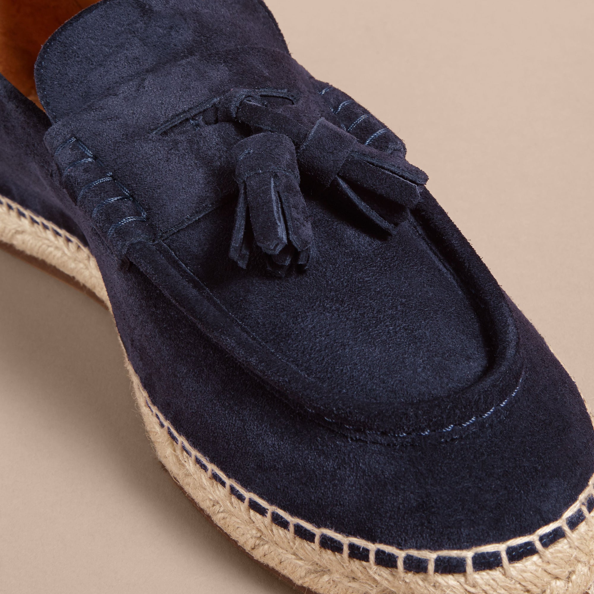 Mocassins espadrilles en cuir velours avec pampilles - Midnight Blue