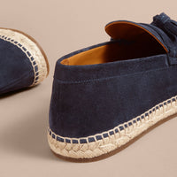 Mocassins espadrilles en cuir velours avec pampilles - Midnight Blue