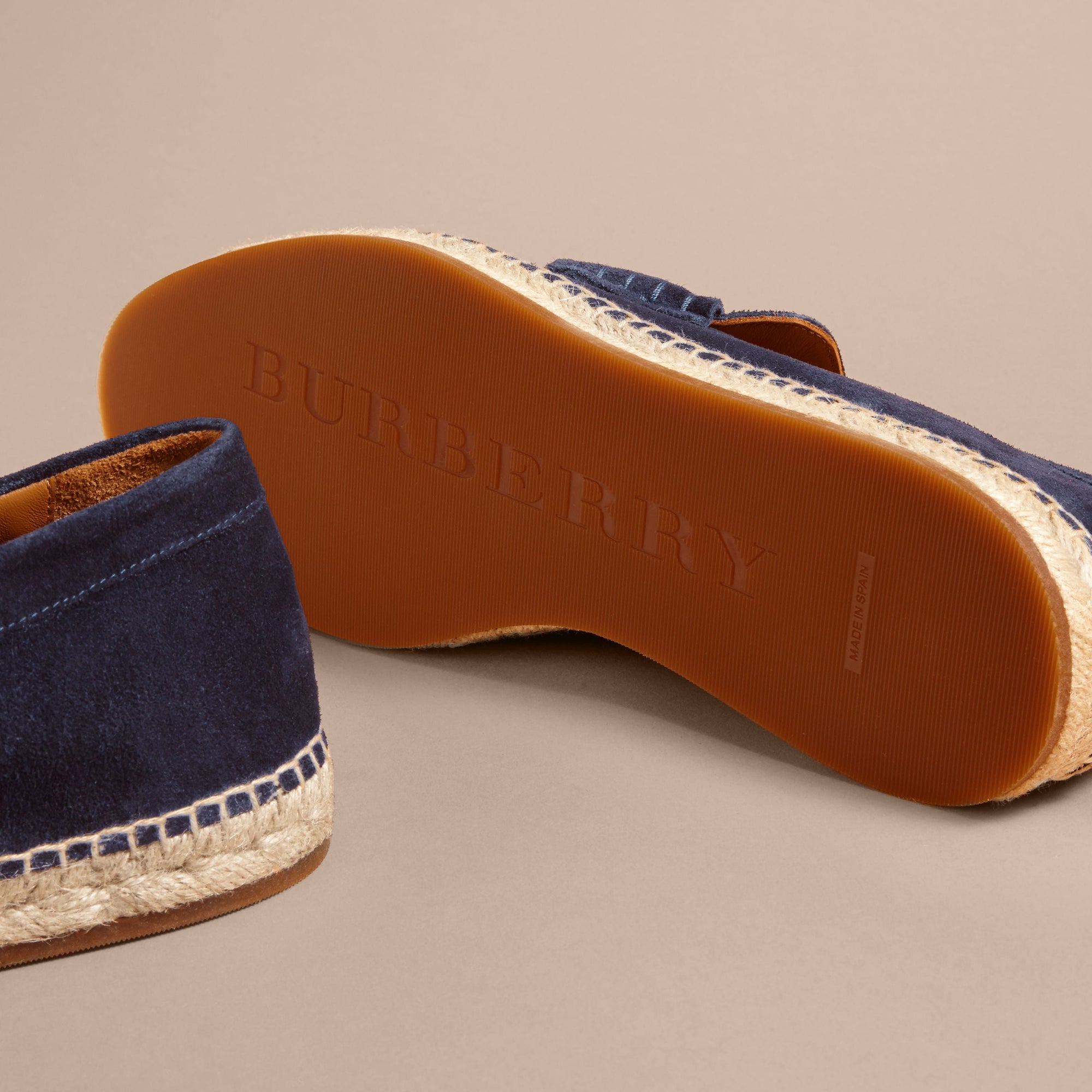 Mocassins espadrilles en cuir velours avec pampilles - Midnight Blue