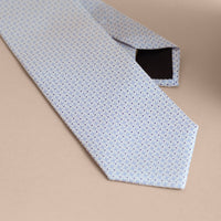 Cravate moderne en soie à petits motifs pied-de-poule graphiques - Pale Blue