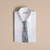 Cravate jacquard moderne en soie à motif floral - Pale Blue