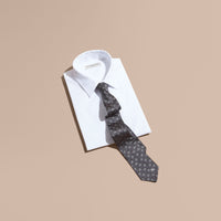 Cravate jacquard moderne en soie à motif floral - Steel