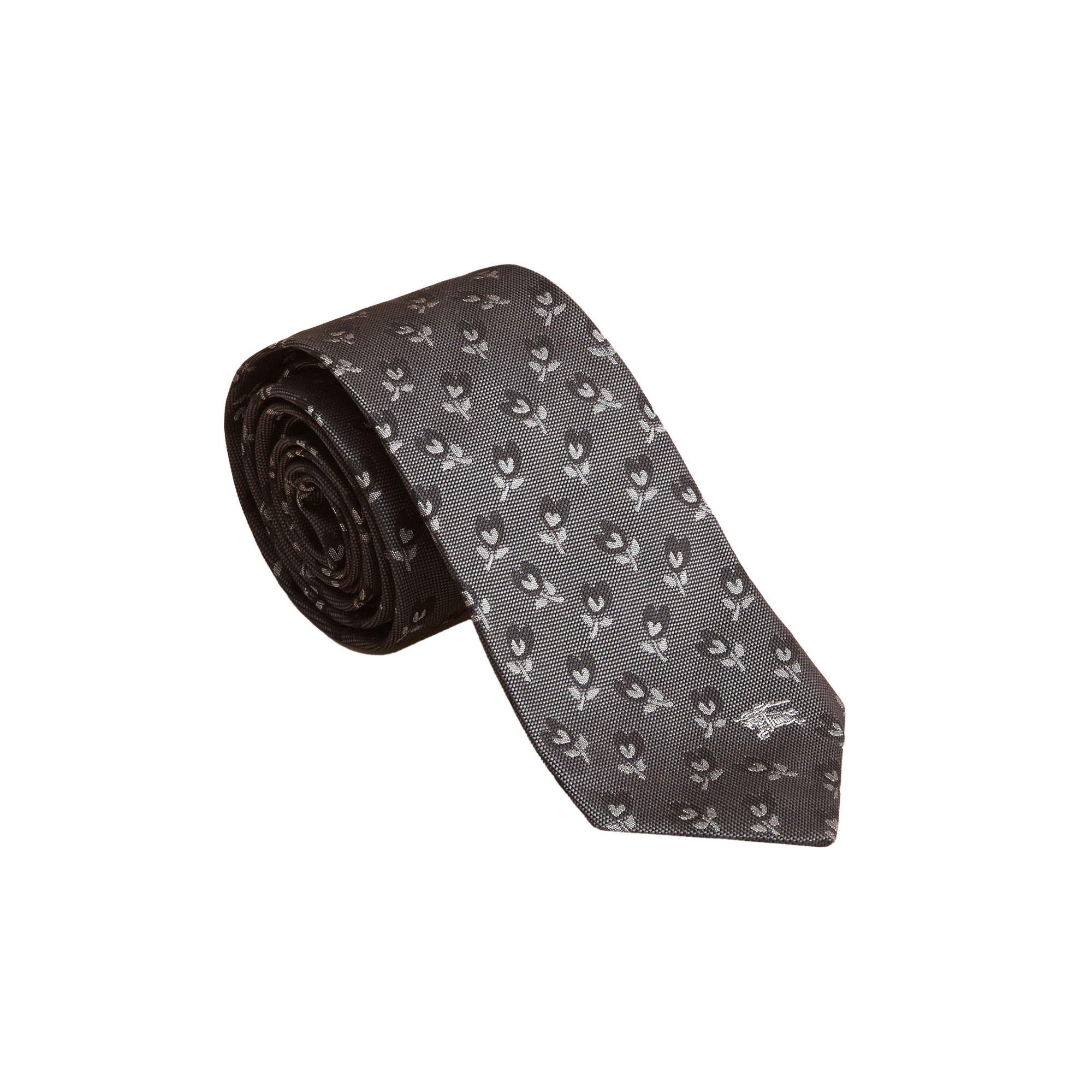 Cravate jacquard moderne en soie à motif floral - Steel