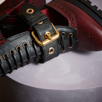 Bottines à plateforme en cuir et peau de serpent avec découpes - Burgundy Red