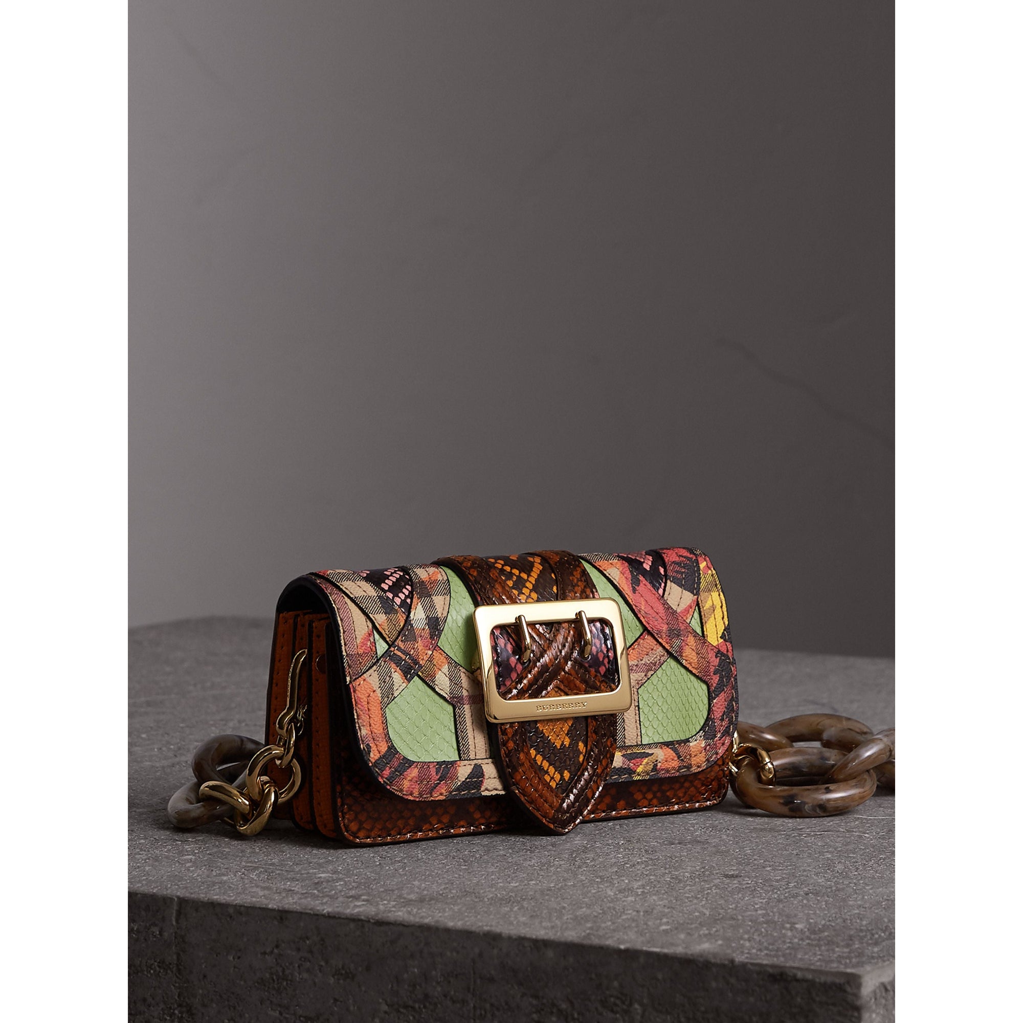 Petit sac The Buckle en peau de serpent et à imprimé floral - Pale Green