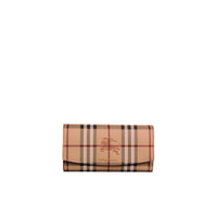 Portefeuille continental à motif Haymarket check avec cuir - Plum Pink