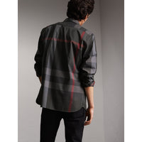 Chemise col boutonné en coton extensible mélangé - Charcoal