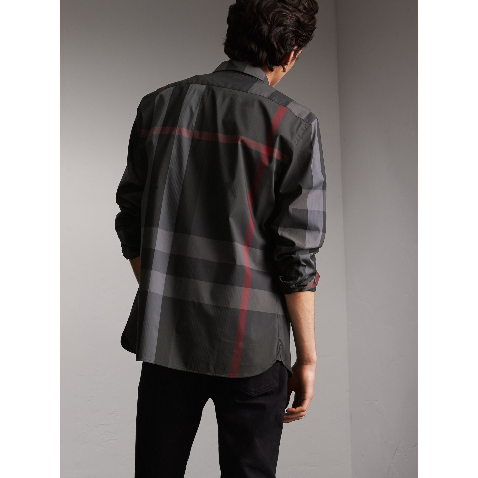 Chemise col boutonné en coton extensible mélangé - Charcoal