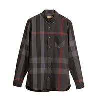 Chemise col boutonné en coton extensible mélangé - Charcoal