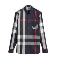 Chemise col boutonné en coton extensible mélangé - Navy