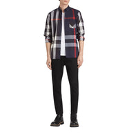 Chemise col boutonné en coton extensible mélangé - Navy