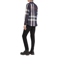 Chemise col boutonné en coton extensible mélangé - Navy