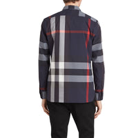 Chemise col boutonné en coton extensible mélangé - Navy