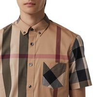 Chemise en coton extensible mélangé - Camel