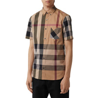 Chemise en coton extensible mélangé - Camel
