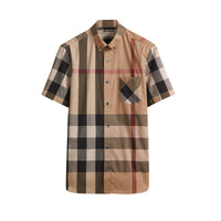 Chemise en coton extensible mélangé - Camel