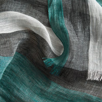 Écharpe légère en lin à motif check - Dark Teal
