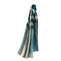 Écharpe légère en lin à motif check - Dark Teal
