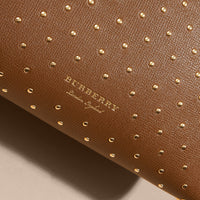 Sac The Banner medium en cuir à rivets et coton House check - Tan