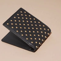 Portefeuille à rabat multidevise en cuir clouté - Black