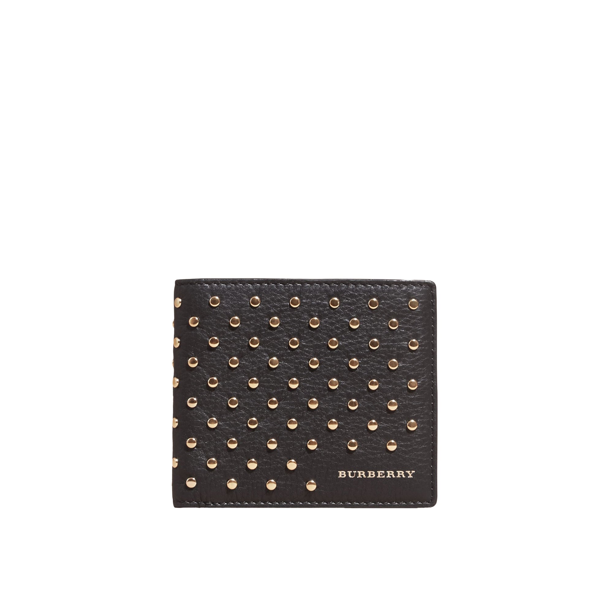 Portefeuille à rabat multidevise en cuir clouté - Black