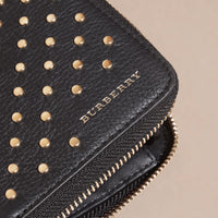 Portefeuille zippé en cuir clouté - Black