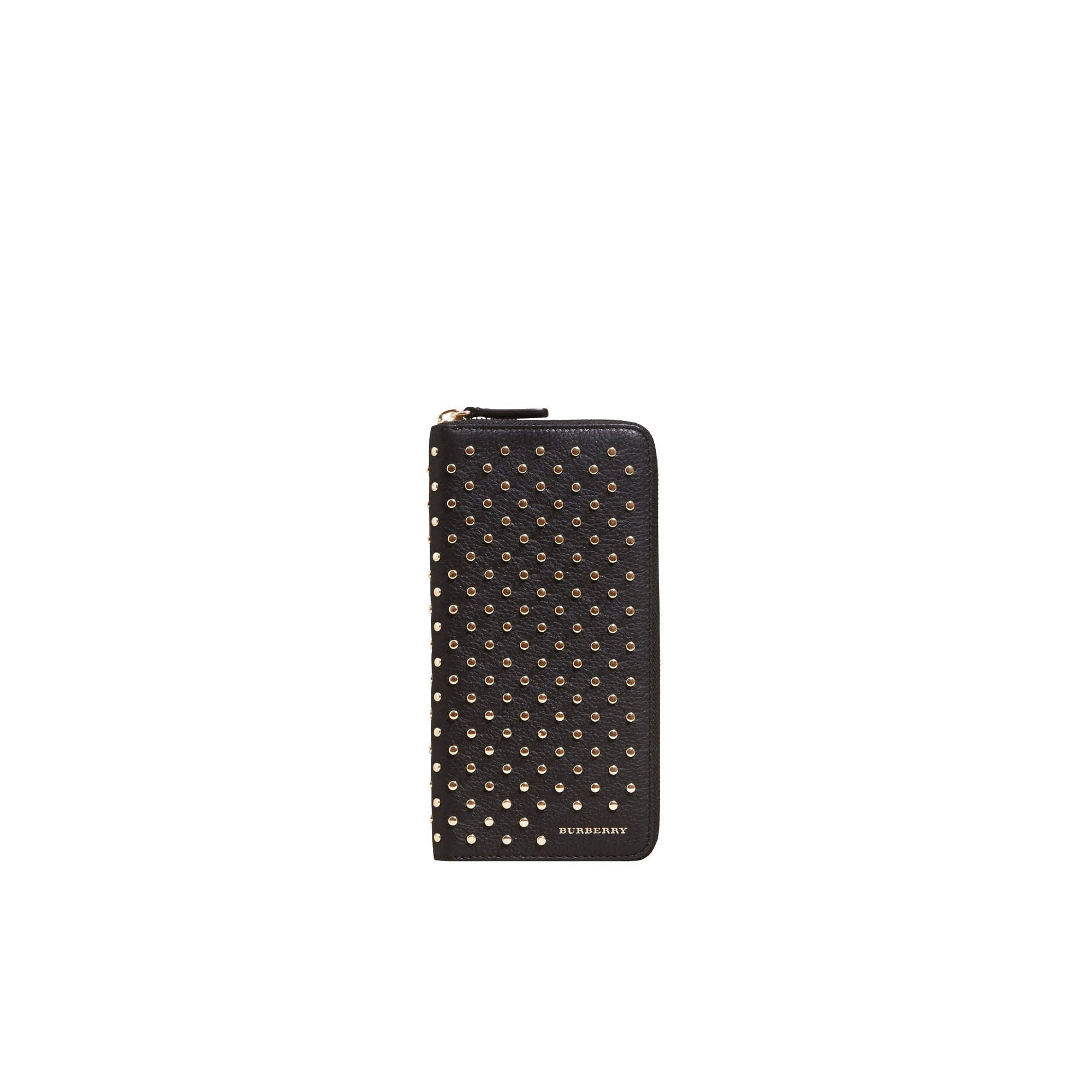 Portefeuille zippé en cuir clouté - Black