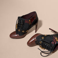 Bottines en cuir et peau de serpent avec boucle - Bordeaux