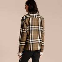 Chemise de style pyjama en coton à motif check - Dark Olive