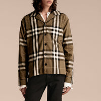 Chemise de style pyjama en coton à motif check - Dark Olive