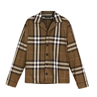 Chemise de style pyjama en coton à motif check - Dark Olive