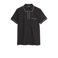 Polo en piqué de coton passepoilé - Charcoal