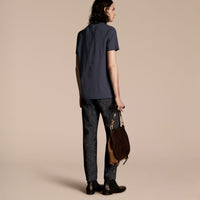 T-shirt en coton avec volant - Navy