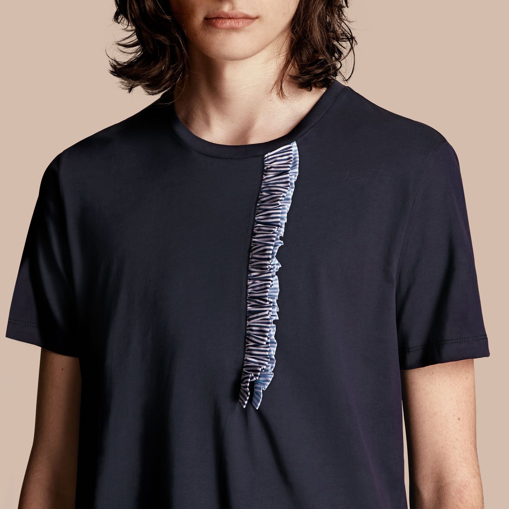 T-shirt en coton avec volant - Navy