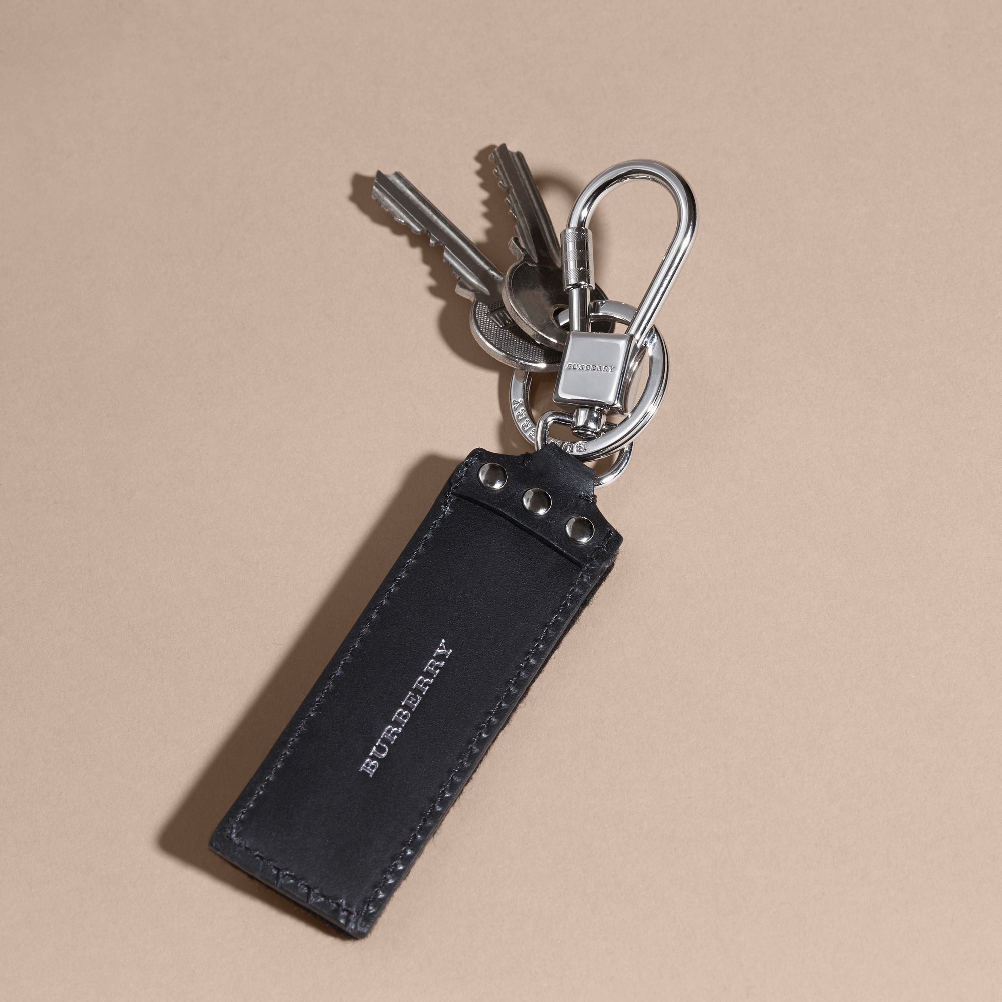 Porte-clés en cuir brodé - Black