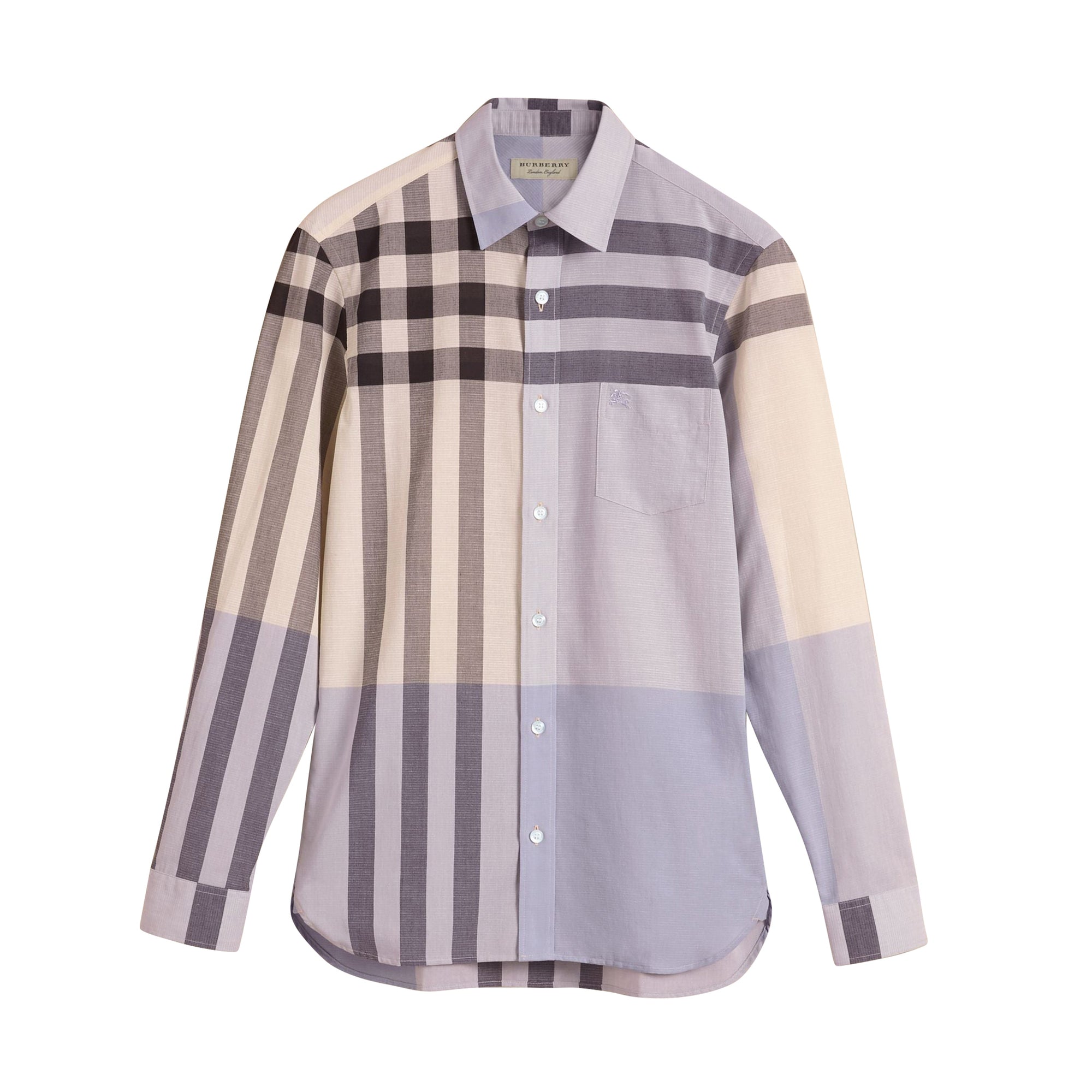 Chemise en coton et lin à motif check - Pale Cornflower Blue