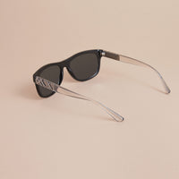 Lunettes de soleil à monture carrée avec détails check - Black