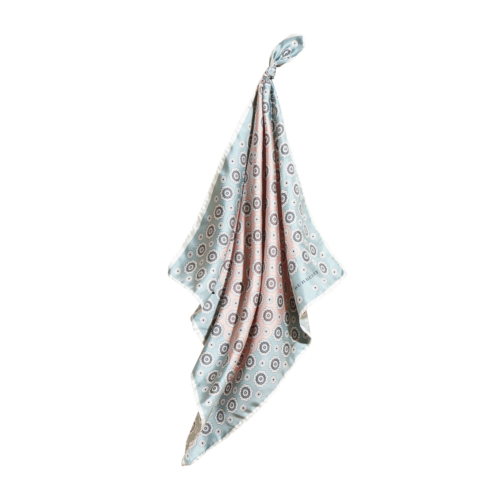 Petit carré de soie à imprimé pyjama - Chalk Pink