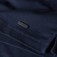 Polo en piqué de coton passepoilé - Navy