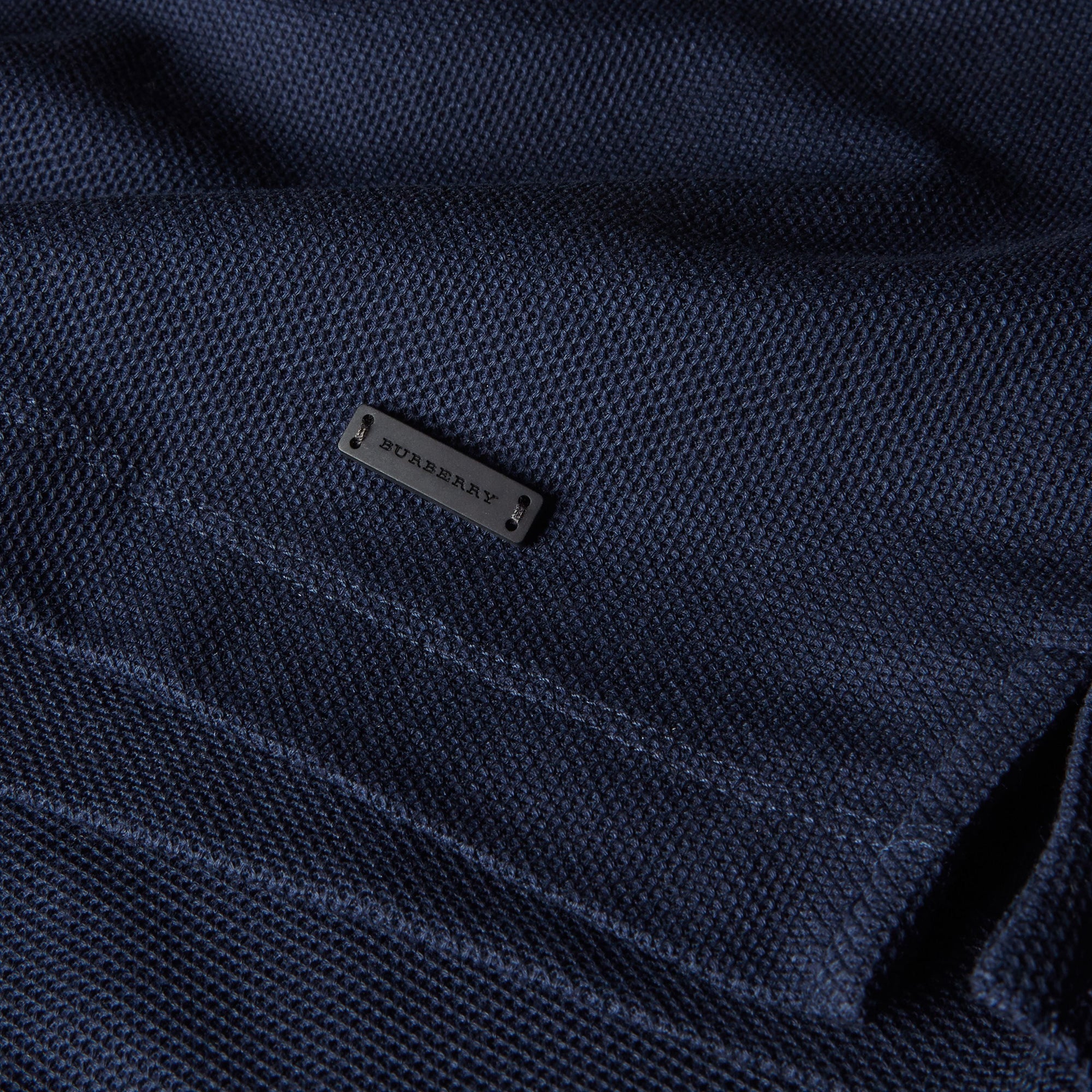 Polo en piqué de coton passepoilé - Navy